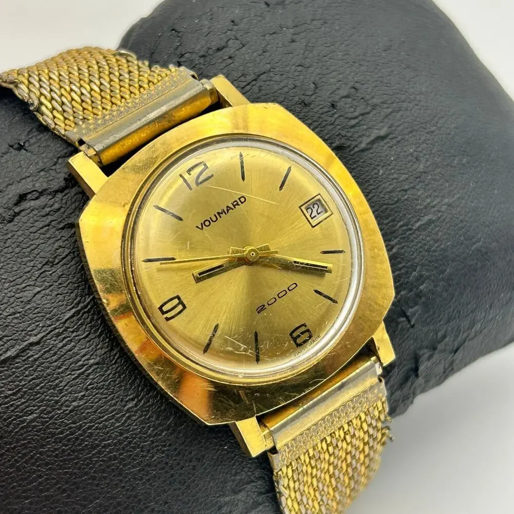 Vintage Gold-tone Voumard 2000 Swiss-made Mechanical Watch Working New Battery